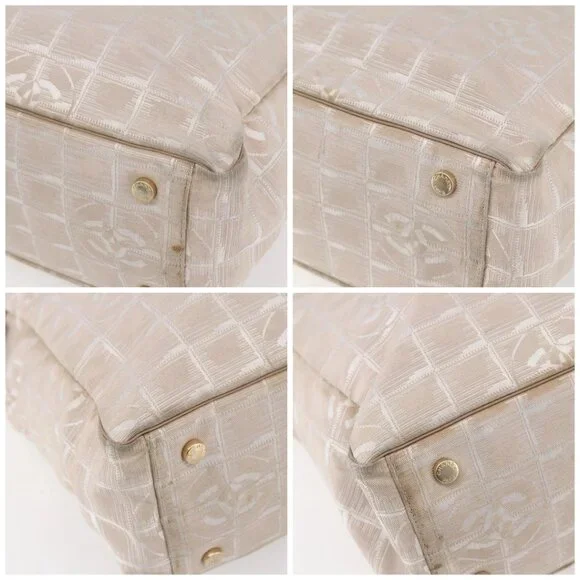 CHANEL New Travel Line Tote Bag Nylon Beige Gold CC Auth mr1594 - Picture 14 of 16